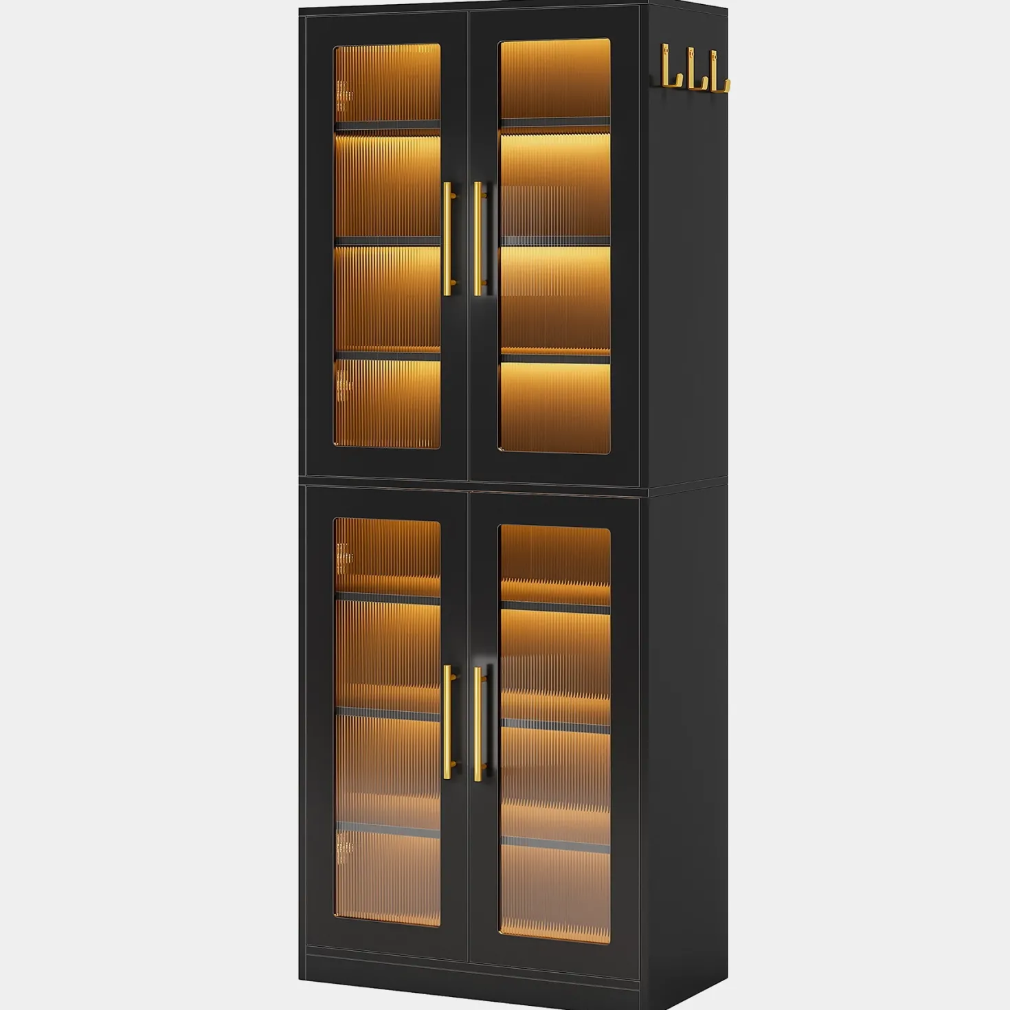 Freestanding Shoe Cabinet with Acrylic Doors and LED Lights