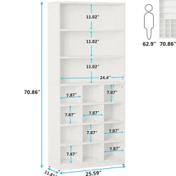 Freestanding Shoe Cabinet, 24 Pair Shoe Rack with Side Hooks