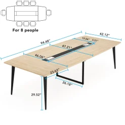 6FT / 8FT Conference Table, Modern Boat Shaped Meeting Table