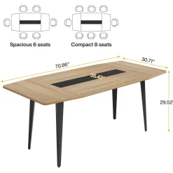 6FT / 8FT Conference Table, Modern Boat Shaped Meeting Table