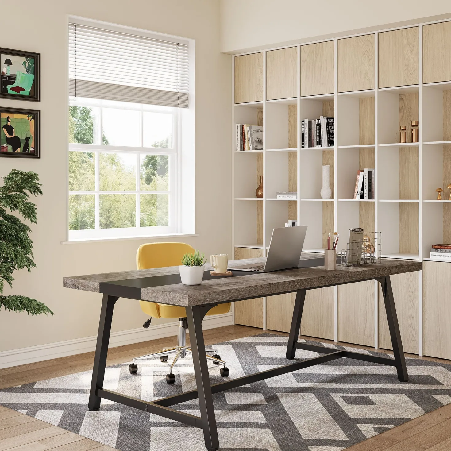6FT Conference Table, 70.8'' Executive Desk Office Computer Meeting Table