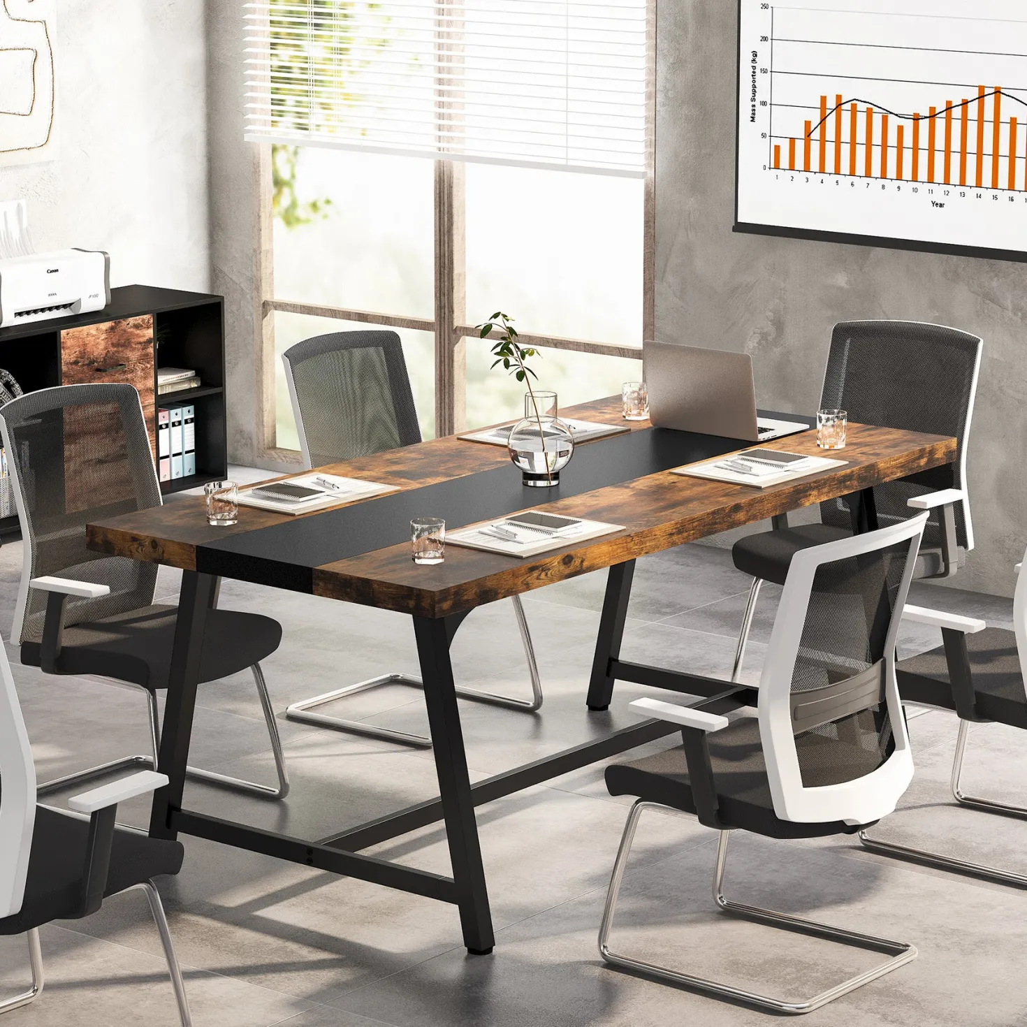 6FT Conference Table, 70.8'' Executive Desk Office Computer Meeting Table