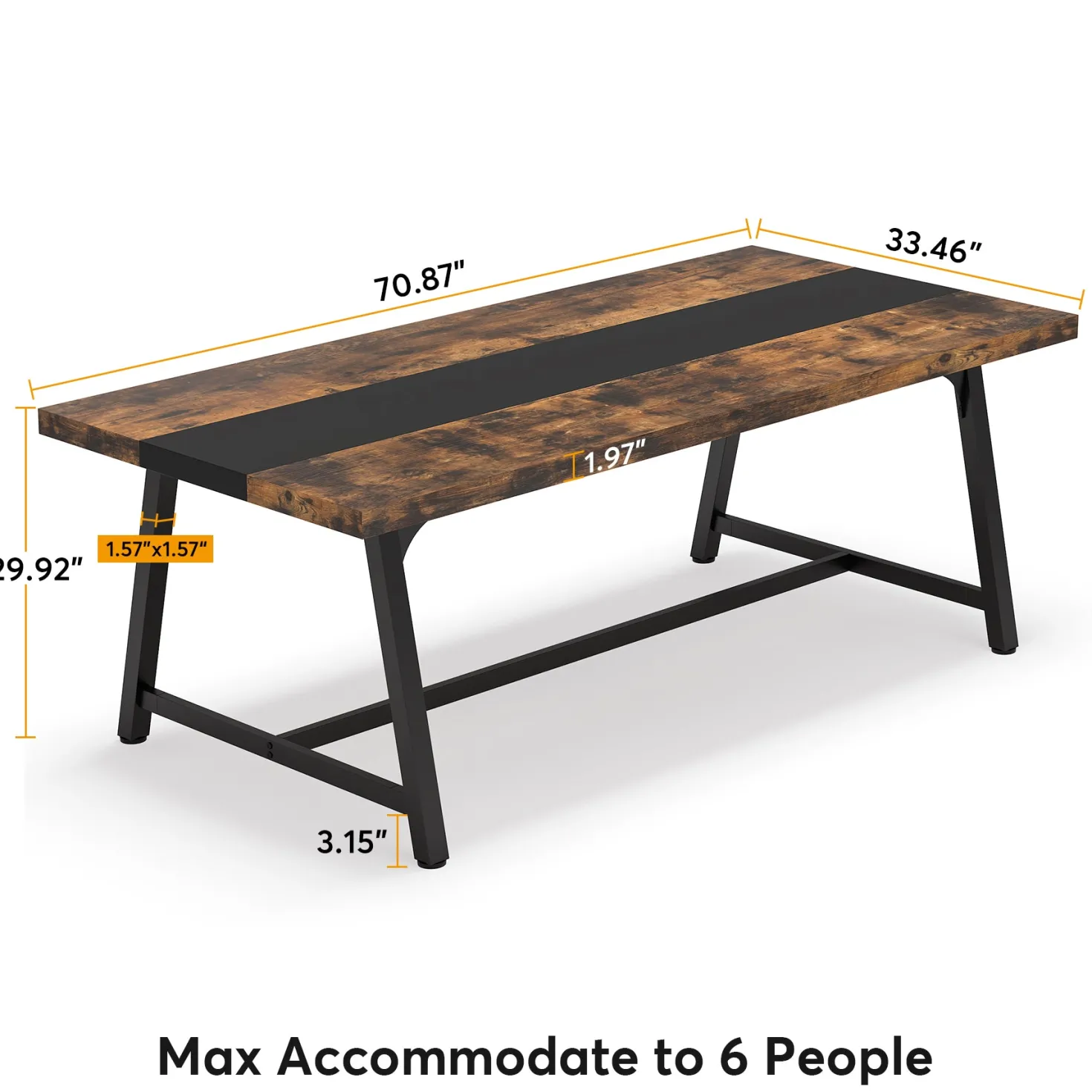6FT Conference Table, 70.8'' Executive Desk Office Computer Meeting Table