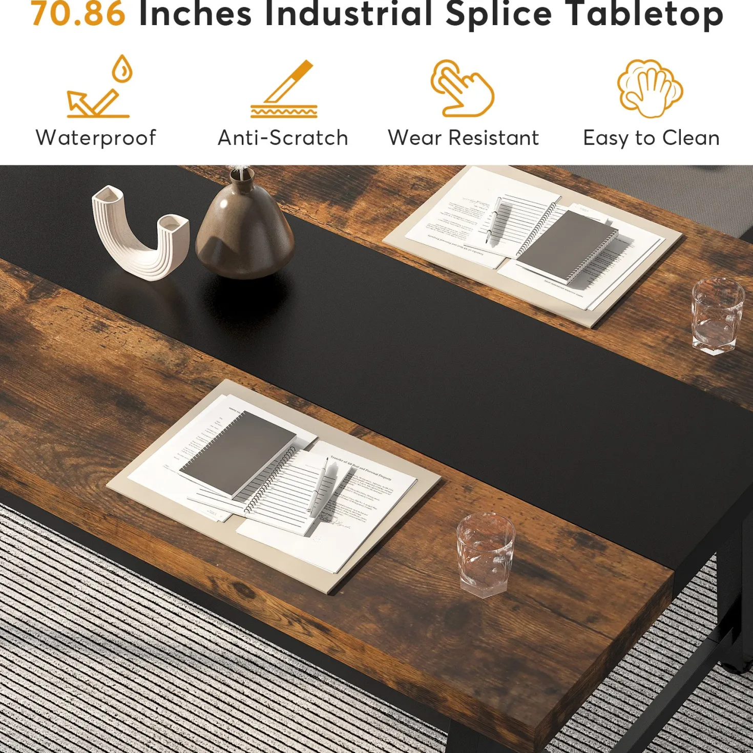 6FT Conference Table, 70.8'' Executive Desk Office Computer Meeting Table