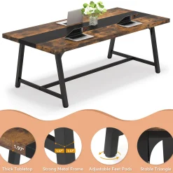6FT Conference Table, 70.8'' Executive Desk Office Computer Meeting Table