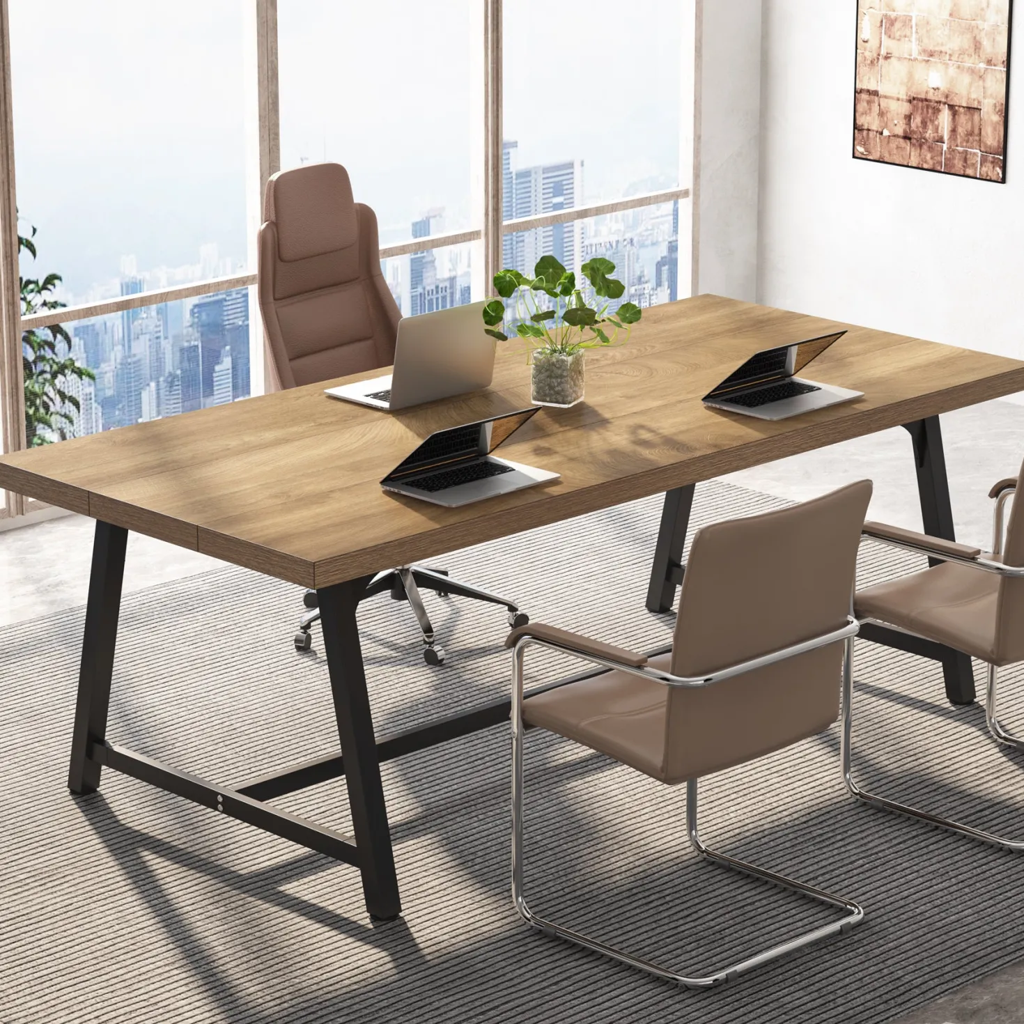 6FT Conference Table, 70.8'' Executive Desk Office Computer Meeting Table