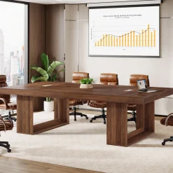 8FT Conference Table, 94.5" Meeting Table with 2 Cable Grommet for 8-10
