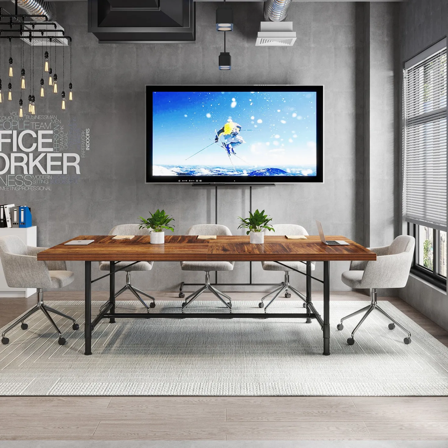 6FT Conference Table, 70.8" Rectangle Training Table Boardroom Desk