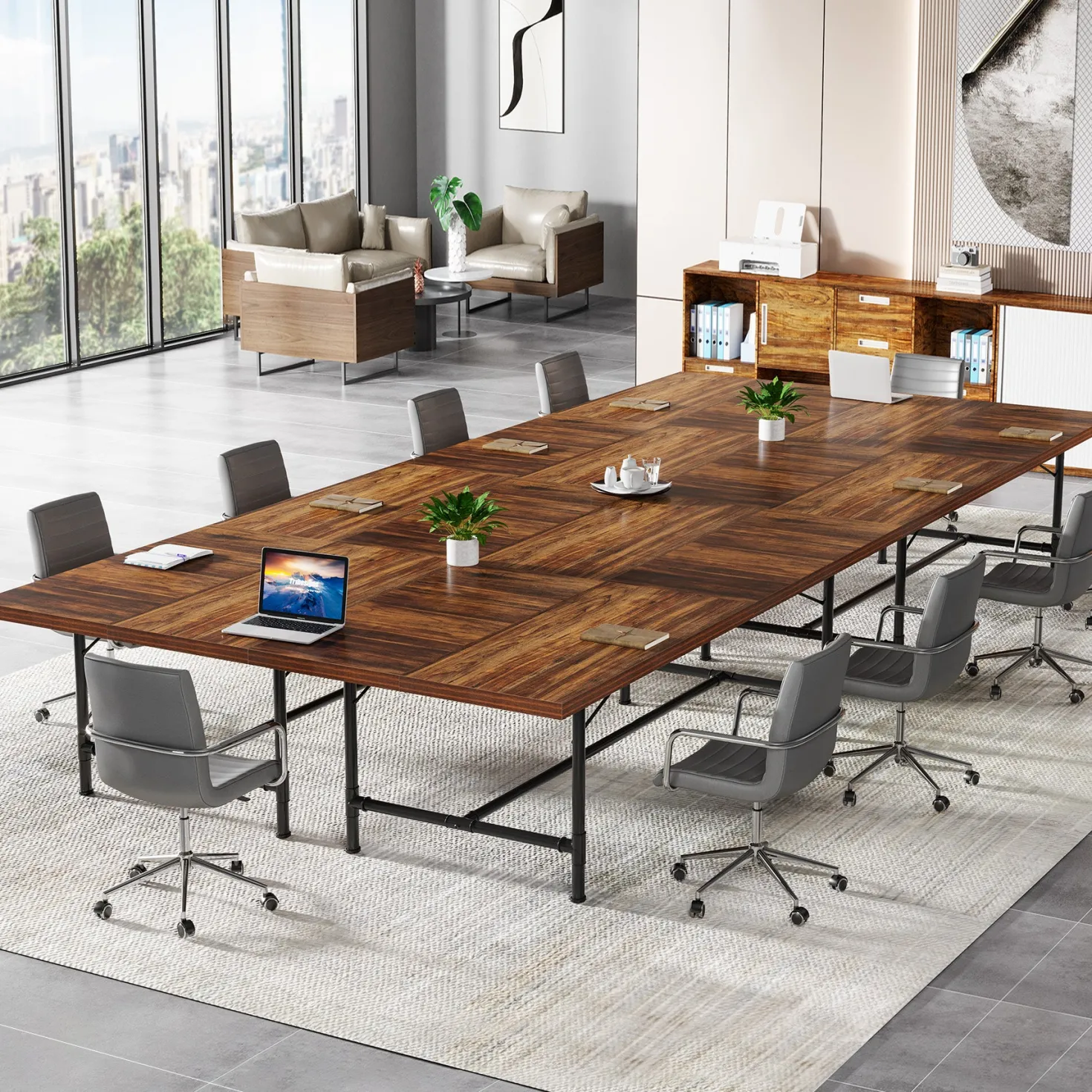 6FT Conference Table, 70.8" Rectangle Training Table Boardroom Desk