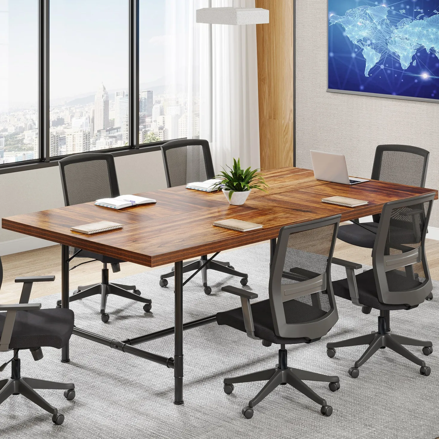6FT Conference Table, 70.8" Rectangle Training Table Boardroom Desk