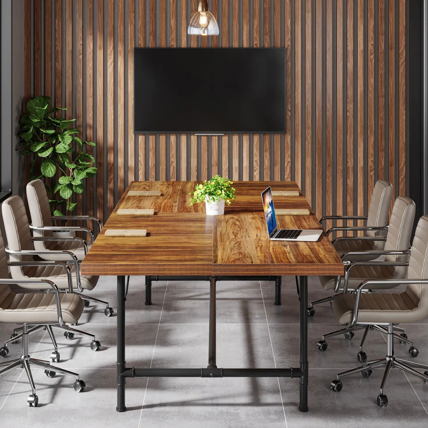 6FT Conference Table, 70.8" Rectangle Training Table Boardroom Desk
