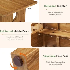 5.25FT Solid Wood Conference Table for 4-6 Users, 63" Executive Desk with Cutout Bases