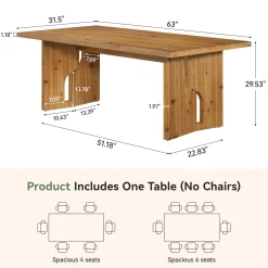 5.25FT Solid Wood Conference Table for 4-6 Users, 63