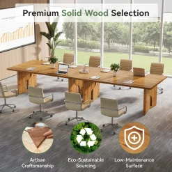 5.25FT Solid Wood Conference Table for 4-6 Users, 63