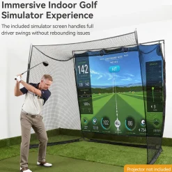 Golf Net, 11x8ft Golf Simulator Hitting Net with Sag-Free Impact Screen & Noise-Reducing Target Cloth