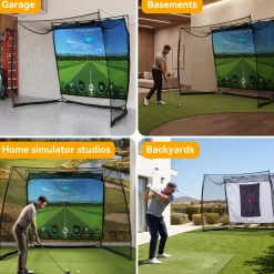 Golf Net, 11x8ft Golf Simulator Hitting Net with Sag-Free Impact Screen & Noise-Reducing Target Cloth