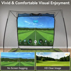 Golf Net, 11x8ft Golf Simulator Hitting Net with Sag-Free Impact Screen & Noise-Reducing Target Cloth