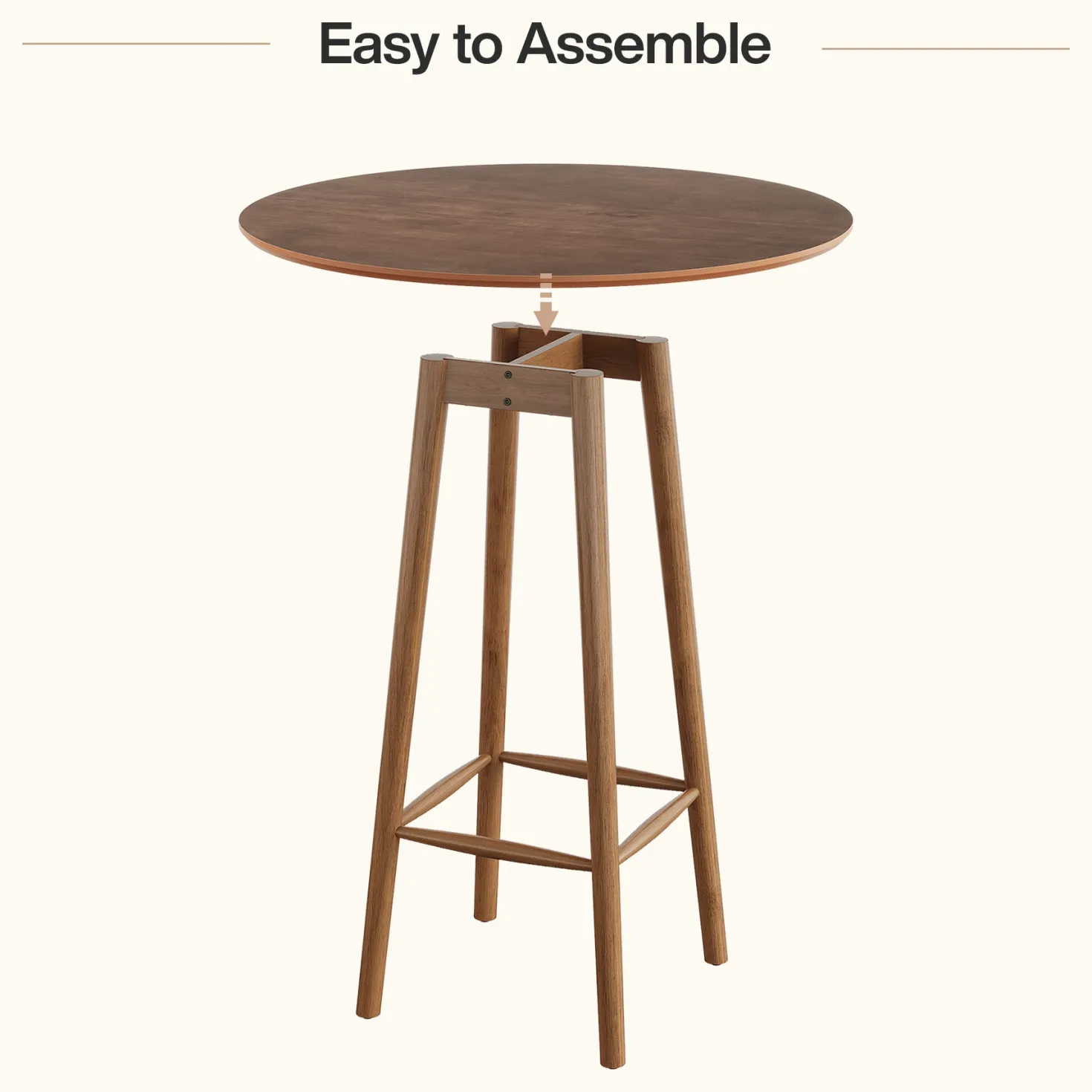 39.37"H Round Bar Table, Solid Wood Bistro Table with Sturdy Frame