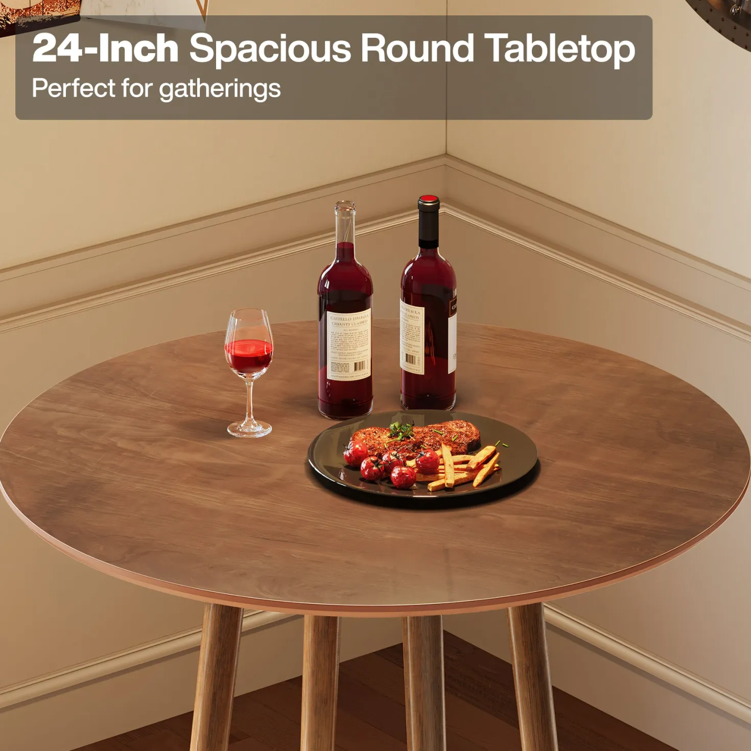 39.37"H Round Bar Table, Solid Wood Bistro Table with Sturdy Frame