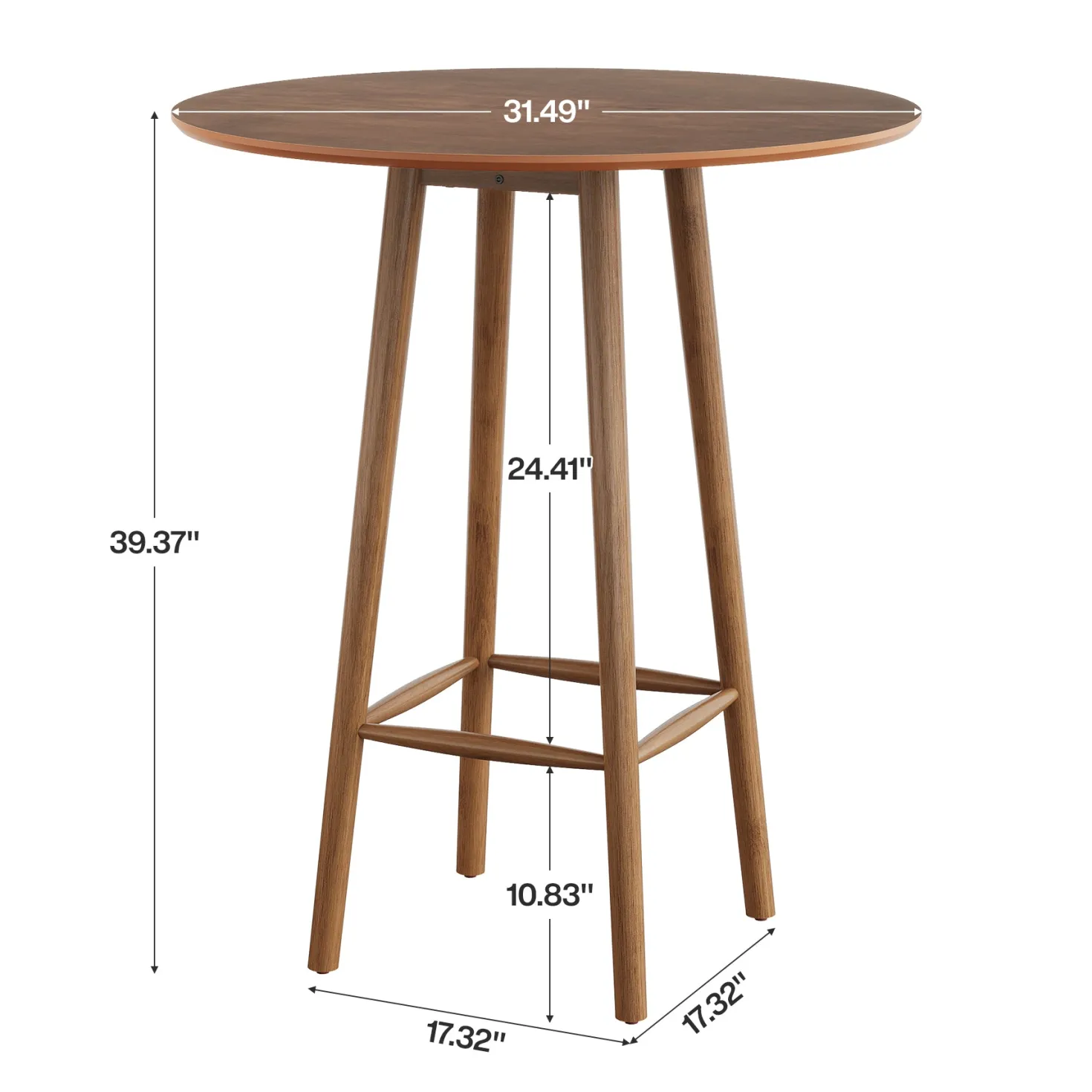 39.37"H Round Bar Table, Solid Wood Bistro Table with Sturdy Frame