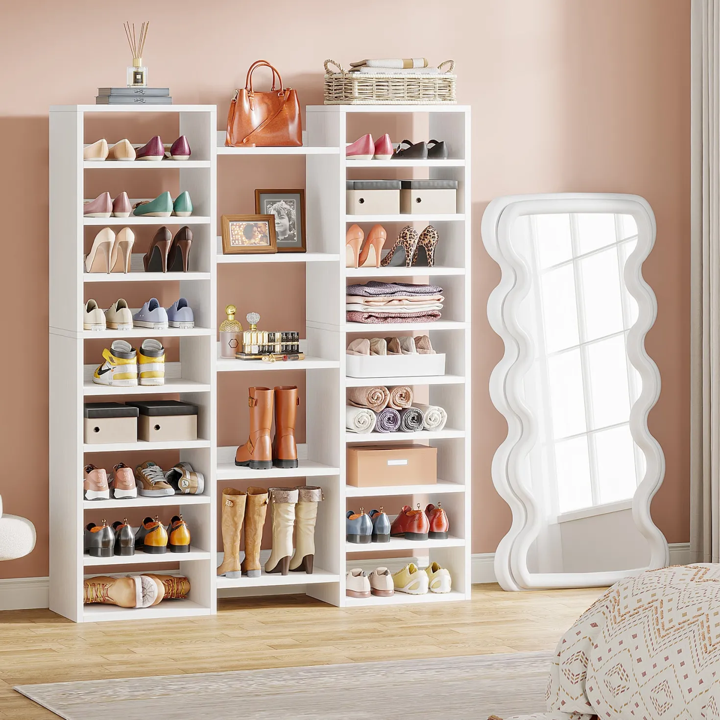 59"H Shoe Rack, Freestanding Shoe Organizer with 23 Storage Shelves