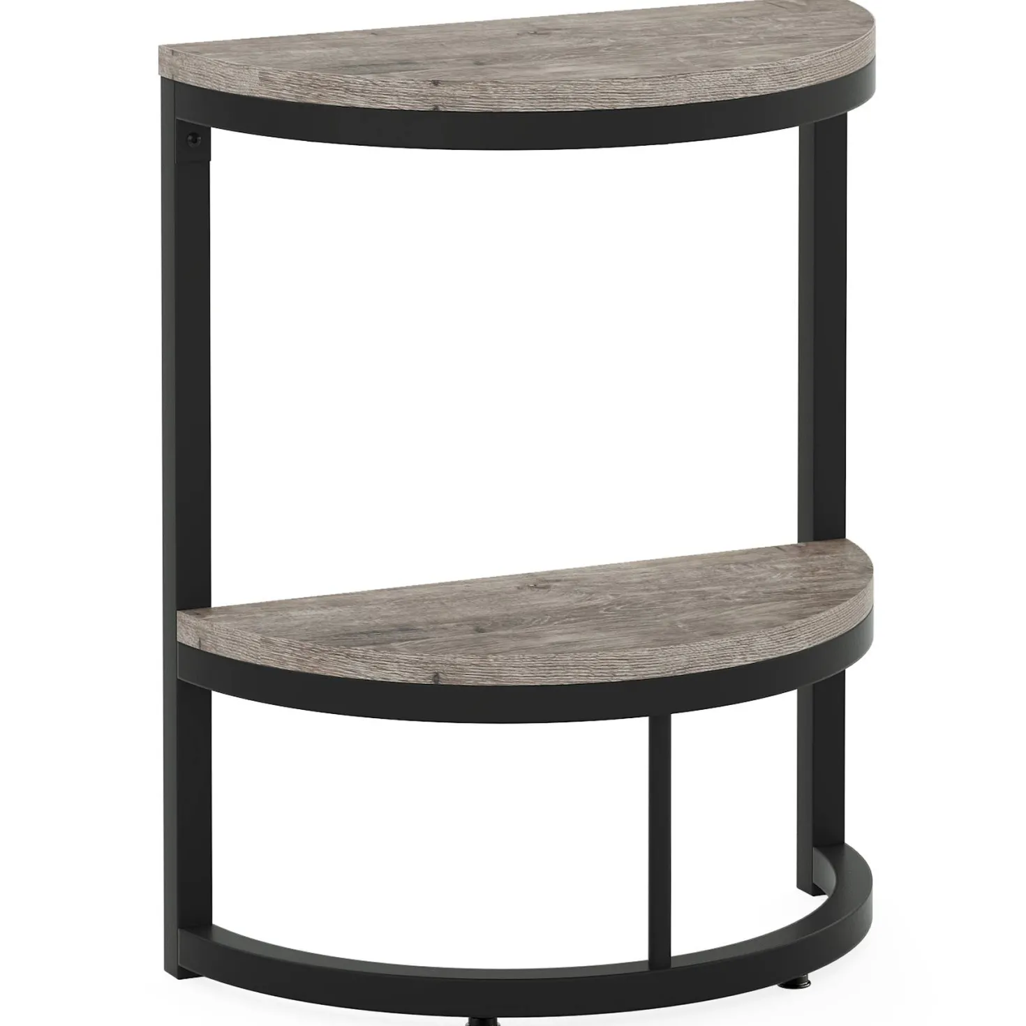 Half Round End Table, Narrow Side Table with Metal Frame