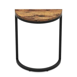 Half Round End Table, Narrow Side Table with Metal Frame