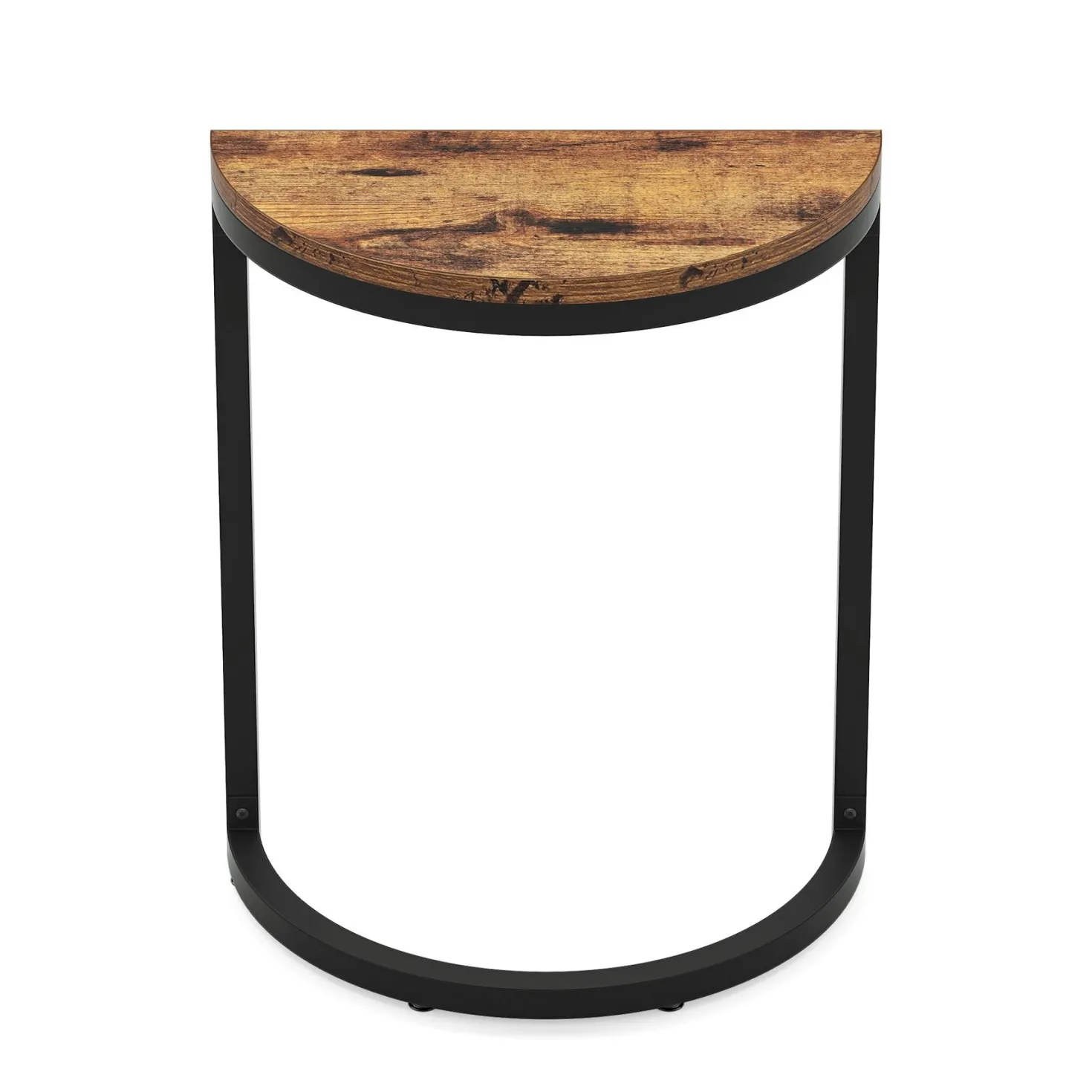 Half Round End Table, Narrow Side Table with Metal Frame
