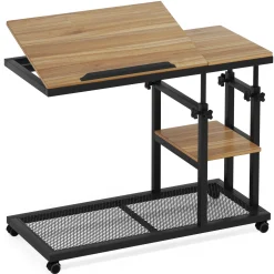 Height Adjustable C Table, Mobile Side Table with Tiltable Drawing Board