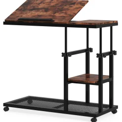 Height Adjustable C Table, Mobile Side Table with Tiltable Drawing Board
