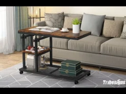 Height Adjustable C Table, Mobile Side Table with Tiltable Drawing Board