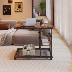 Height Adjustable C Table, Mobile Side Table with Tiltable Drawing Board