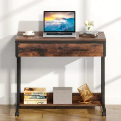 Height Adjustable Desk, Mobile Side Table Portable Desk with Drawers