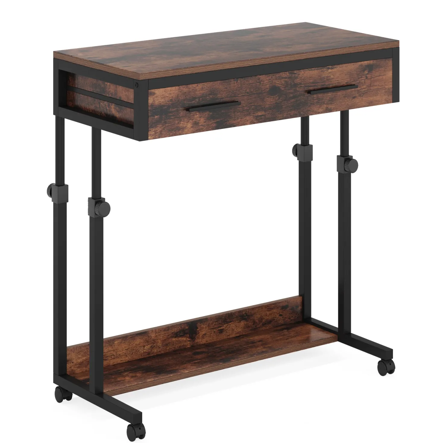Height Adjustable Desk, Mobile Side Table Portable Desk with Drawers