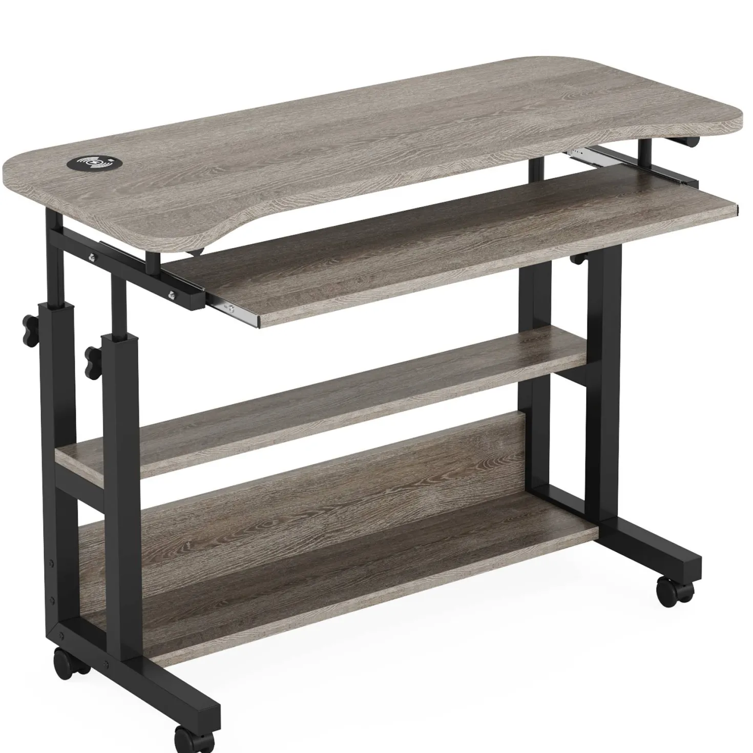 Height Adjustable Desk, Mobile Portable Desk with Wireless Charging Station