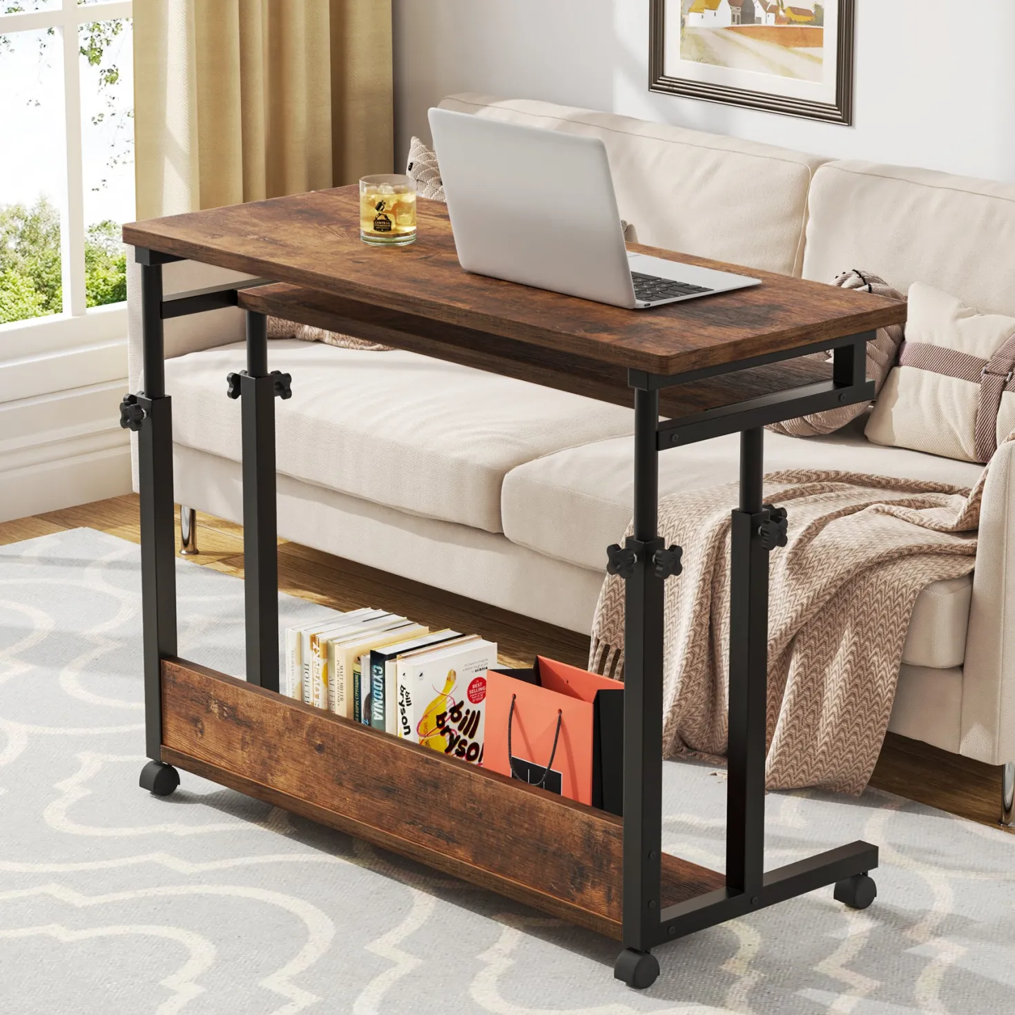 Height Adjustable Desk, Rolling Standing Portable Laptop Table