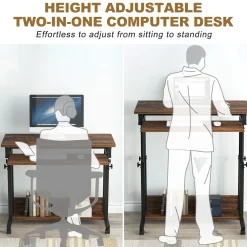 Height Adjustable Desk, Rolling Standing Portable Laptop Table