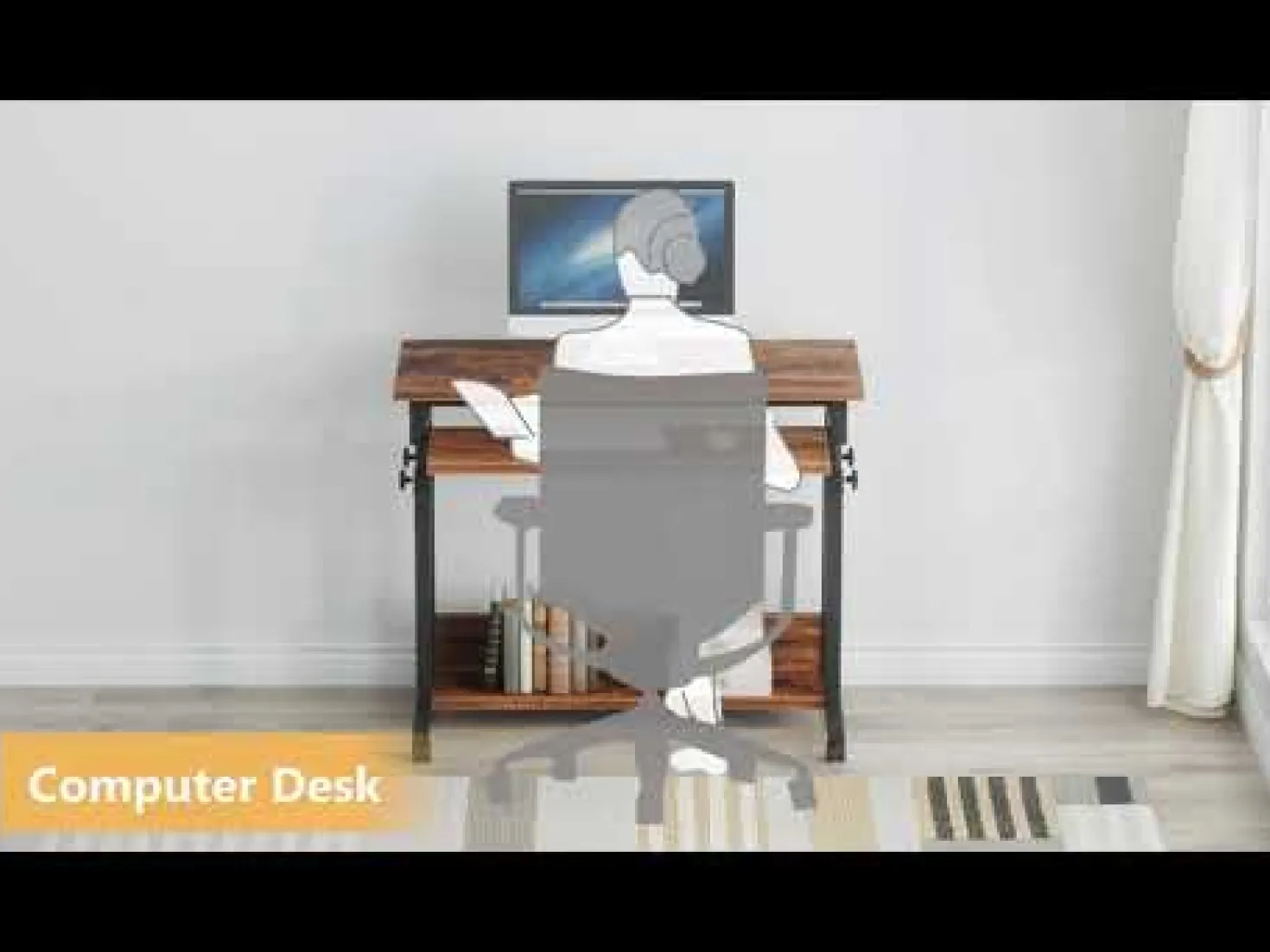 Height Adjustable Desk, Rolling Standing Portable Laptop Table
