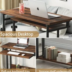 Height Adjustable Desk, Rolling Standing Portable Laptop Table