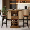 Home Bar Unit, Square Liquor Bar Cabinet with Storage Drawer and Wine Rack