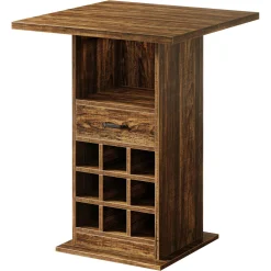 Home Bar Unit, Square Liquor Bar Cabinet with Storage Drawer and Wine Rack
