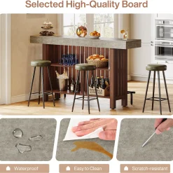 Home Bar Unit, Modern 2-Tier Bar Table with Footrest