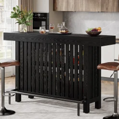 Home Bar Unit, Modern 2-Tier Bar Table with Footrest