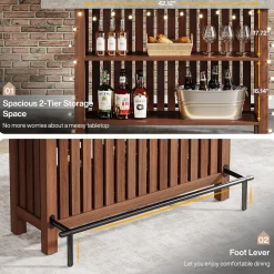Home Bar Unit, Modern 2-Tier Bar Table with Footrest