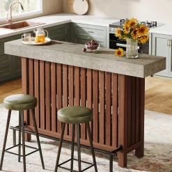 Home Bar Unit, Modern 2-Tier Bar Table with Footrest
