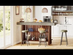 Home Bar Unit, Modern 2-Tier Bar Table with Footrest