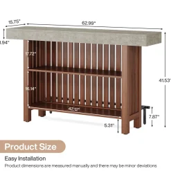 Home Bar Unit, Modern 2-Tier Bar Table with Footrest