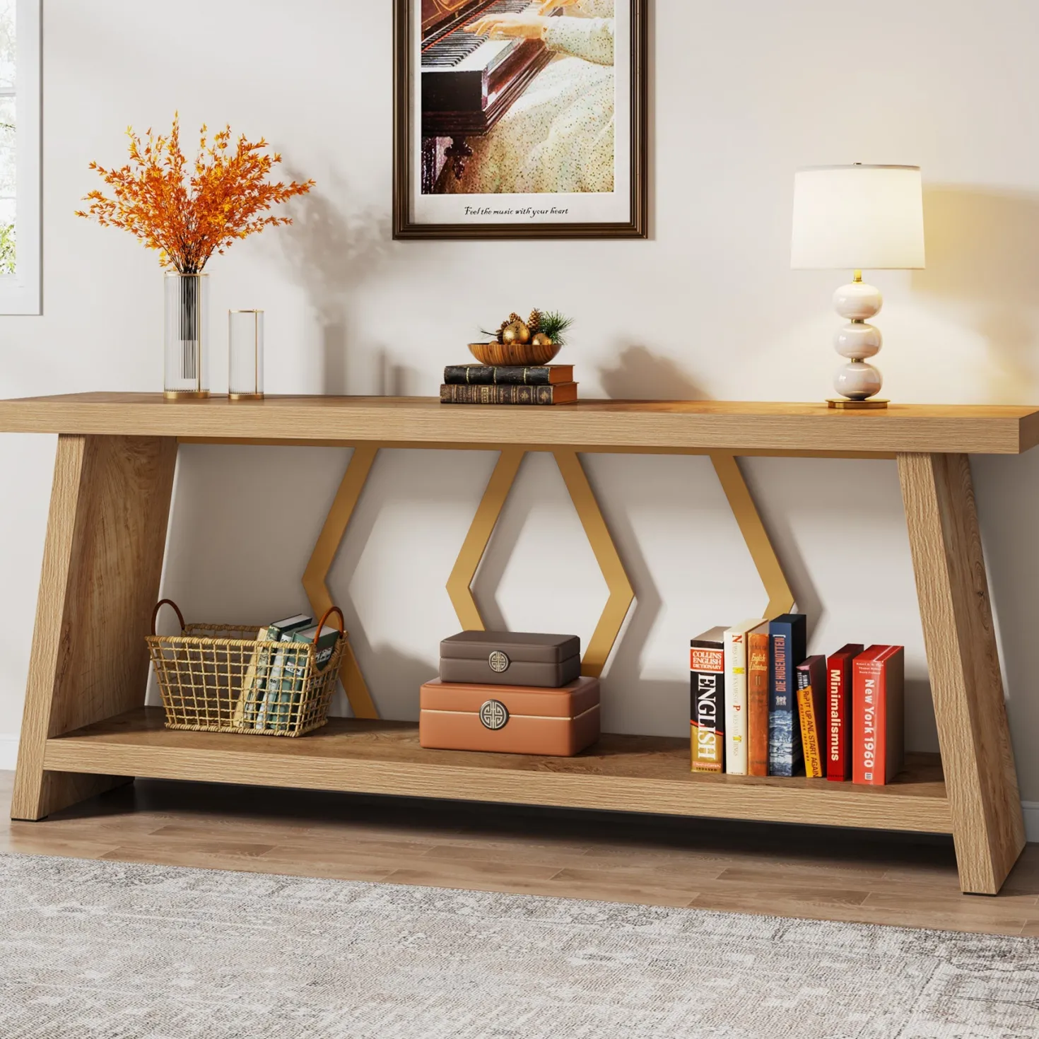 70.86-Inch Console Sofa Table with Storage for Entryway Living Room