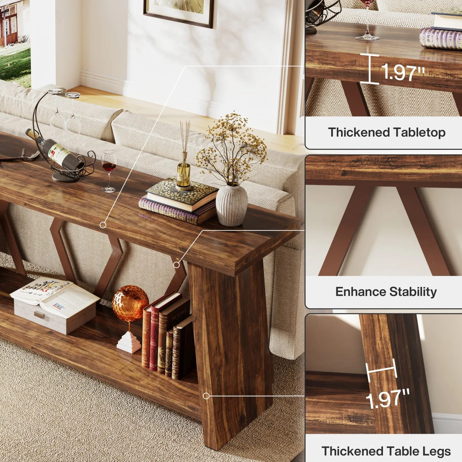 70.86-Inch Console Sofa Table with Storage for Entryway Living Room