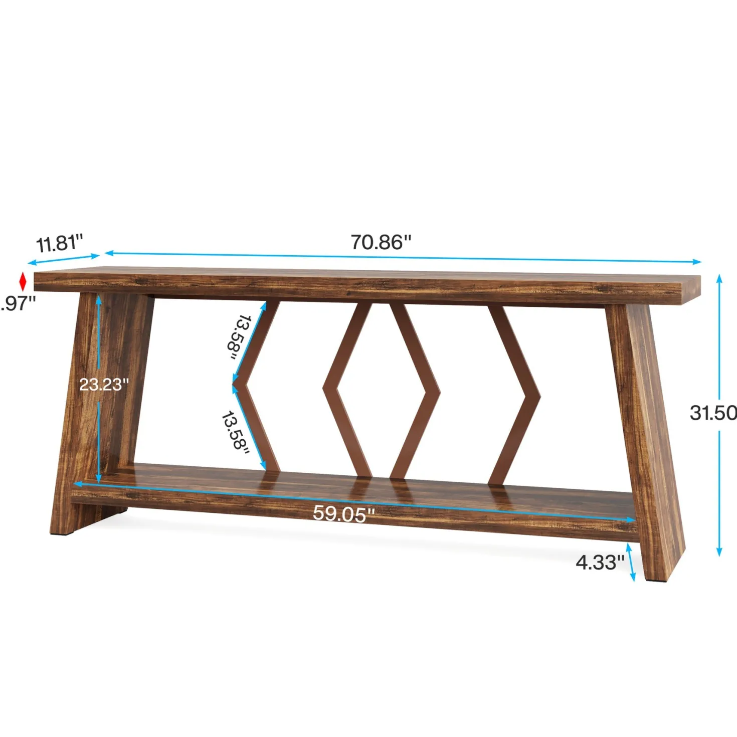 70.86-Inch Console Sofa Table with Storage for Entryway Living Room